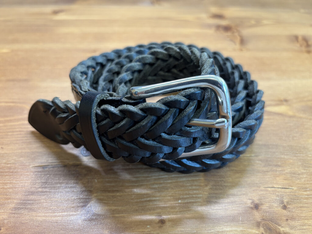 32mm/32インチ/黒】WHITEHOUSE COX メッシュ編み込みベルト ホワイト